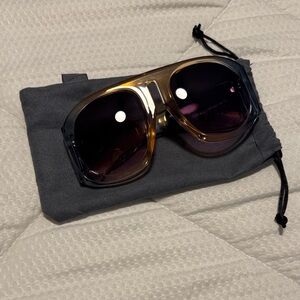 Clutch huge oversized blue and orange Gradient Sunglasses shield